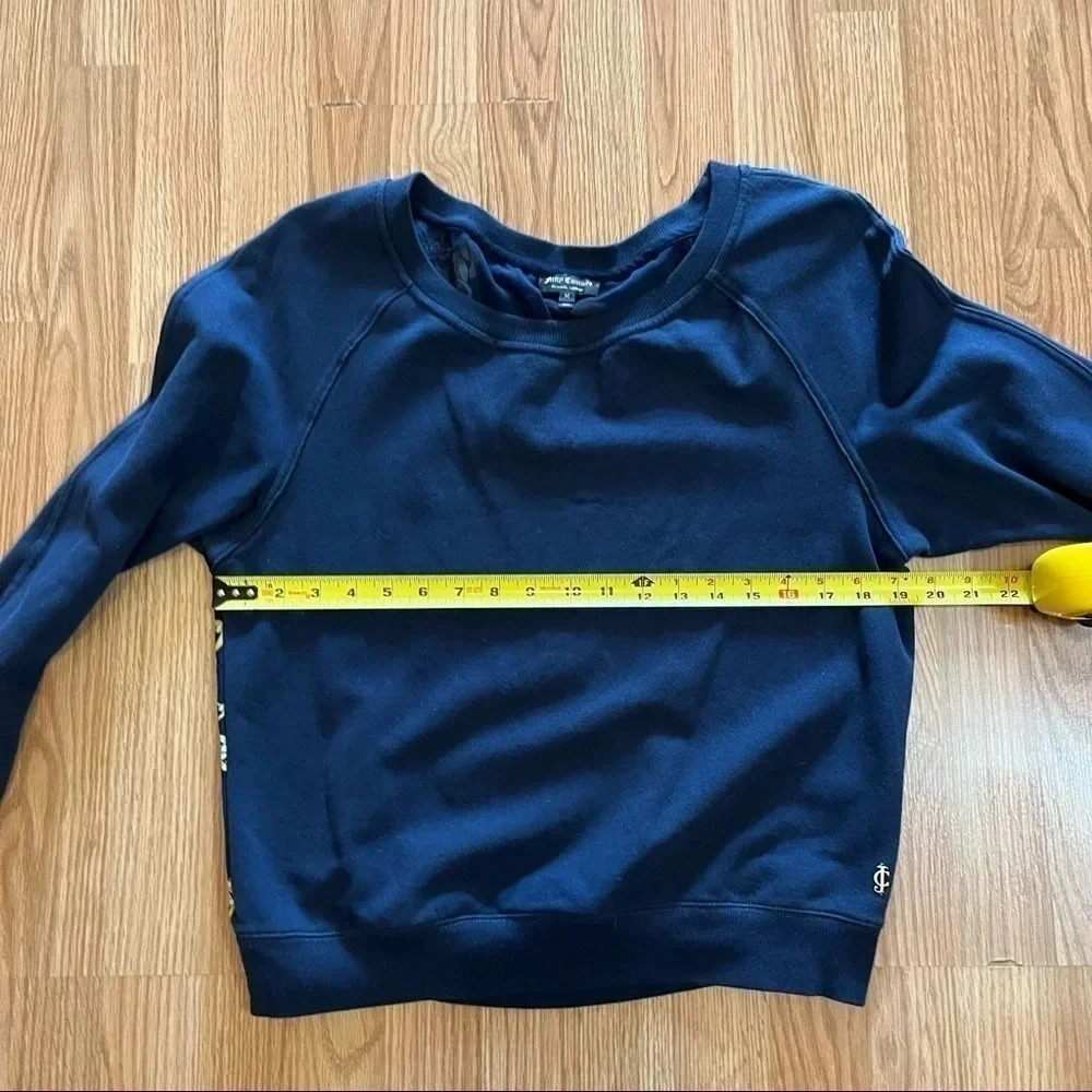 Juicy Couture Womens Navy Sheer Back Chains Long Sleeve Sweatshirt Shirt Top M - Picture 7 of 10